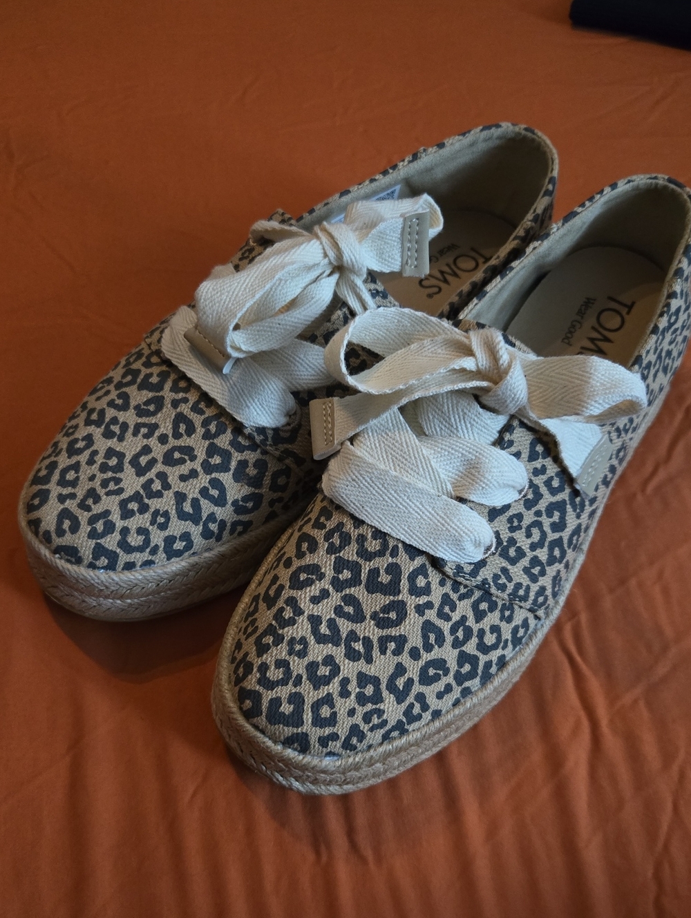 TOMS Carolina Leopard-Print Espadrille Sneakers with Cream Laces